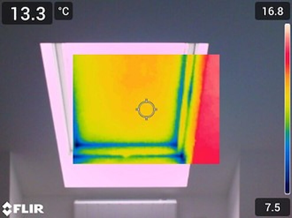 Flir Thermal Image showing cold spot (blue) around window